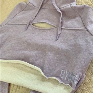 Gymshark raw edge crop violet hoodie